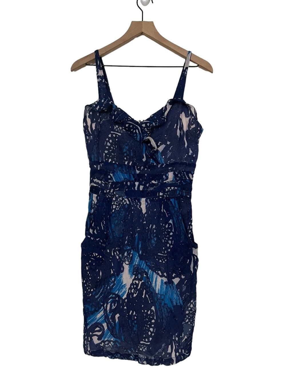 Peruvian Connection Womens Blue Sleeveless Silk Cotton Blue Blend Dress Size 10